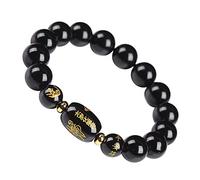 QHQQXN CCXXYGWJ Bracelet Feng Shui Bracelet en Agate de Pierres Précieuses 10 mm Bracelet de Perles de Pierre Chakra Bracelet Talisman Animal Chinois Bracelet Feng Shui pour Femmes Hommes Amulette