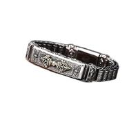 QHQQXN CCXXYGWJ Bracelet rétro en Argent Sterling Bracelet Mantra Rotatif à Six caractères Bracelet Religieux en Argent S925 pour Hommes Femmes Bouilloire Vajra + Roue de prière tibétaine