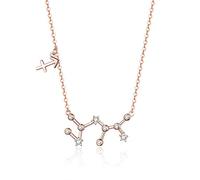 QHQQXN Collier avec Pendentif en Argent Sterling 925, Cristal, Taureau, Capricorne, Scorpion, Douze Constellations, Bijoux de Mariage pour Femmes