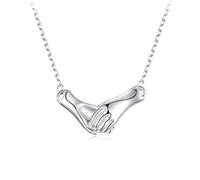 QHQQXN Collier Coeur Maman en Argent Sterling 925, Ailes d'ange, Pendentif Main dans la Main