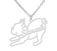 QHQQXN Collier de nom de Chien personnalisé délicat, Pendentif de nom d’Animal personnalisé, Teckel, Caniche, Labrador, Berger Allemand, Bijoux commémoratifs personnalisés pour Animaux de Compagnie
