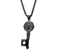 QHQQXN Collier pour Femmes et Hommes, Colliers de chaîne en Argent Sterling 925, médailles, médaille de San Benito, médaille de Saint Benoît