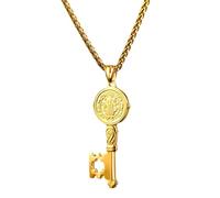 QHQQXN Collier pour Femmes et Hommes, Colliers de chaîne en Argent Sterling 925, médailles, médaille de San Benito, médaille de Saint Benoît