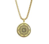 QHQQXN Collier pour Hommes Mandala Om Aum Ohm Symbole Sanskrit Om Aum Ohm Amulette spirituelle Indien Lotus Mandala Yoga Pendentif Bijoux Religieux Hommes
