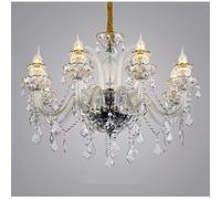 QHQQXN Contemporary Crystal Chandelier LED European Luxury Living Room Restaurant Bedroom Villa Hotel Duplex Building Pendent Lamp (C 8 Lights) LWX