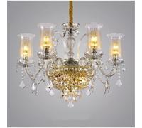 QHQQXN Contemporary Crystal Chandelier LED European Luxury Living Room Restaurant Bedroom Villa Hotel Duplex Building Pendent Lamp (C 8 Lights) LWX