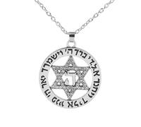 QHQQXN et Hommes, de David Zircon cubique 925 Argent Sterling hexagramme Rond Creux Pendentif étoile juive pour Les Femmes, Collier avec