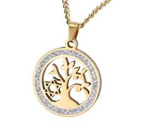 QHQQXN et Hommes, de David Zircon cubique 925 Argent Sterling hexagramme Rond Creux Pendentif étoile juive pour Les Femmes, Collier avec