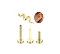 QHQQXN G23 Titane Helix Piercing Bijoux Cartilage Filetage Interne Plat Dos Oreille Piercing Labret Conque Piercing Hypoallergénique Helix Argent Or Tragus Piercing Bijoux