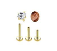 QHQQXN G23 Titane Helix Piercing Bijoux Cartilage Filetage Interne Plat Dos Oreille Piercing Labret Conque Piercing Hypoallergénique Helix Argent Or Tragus Piercing Bijoux