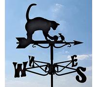QHQQXN Girouette en métal avec Figurine de Chat et de Souris, indicateur de Direction du Vent Pratique, Outil de Mesure Professionnel, scène de Ferme Vintage, Ornements de Jardin extérieur pour la