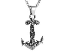 QHQQXN HHRLCH Collier de Pirate en Argent Sterling 925 pour Hommes et Femmes, Collier de Pirate épée rétro Halloween crâne tête fantôme Collier d'ancre, Collier de crâne Collier d'ancre de