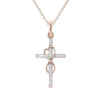 QHQQXN HHRLCH Collier en Argent Sterling 925 avec Croix en Forme de cœur d'amour Infini éternel pour Femmes et Filles, plaqué Or 14 carats avec Cristal de Zircon Brillant, Collier avec Croix