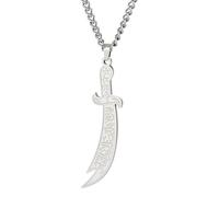 QHQQXN HHRLCH Collier épée Couteau Musulman en Argent Sterling 925 pour Hommes, Pendentif épée Islamique amulette - Collier Poignard pour Femmes, Collier épée maître pour