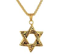 QHQQXN HHRLCH Collier étoile de David pour Femmes et Hommes, Pendentif étoile de David en Argent Sterling 925, chaîne hexagramme Double Couche, Collier étoile juive pour Femmes, Collier étoile de