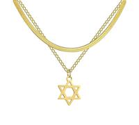 QHQQXN HHRLCH Collier étoile de David pour Femmes et Hommes, Pendentif étoile de David en Argent Sterling 925, chaîne hexagramme Double Couche, Collier étoile juive pour Femmes, Collier étoile de