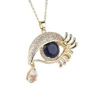 QHQQXN HHRLCH Collier Mauvais œil rempli d'or 14 carats pour Hommes et Femmes, 8 Couleurs, Grands Colliers en Cristal Mauvais œil, chaîne en O, Porte-Bonheur Turc, Collier Globe oculaire, Collier