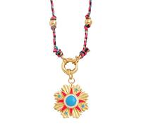 QHQQXN HHRLCH Collier Mauvais œil rempli d'or 14 carats pour Hommes et Femmes, Pendentif étoile céleste Bleu Sarcelle Mauvais œil, Collier de Perles avec nœud, Collier Globe oculaire, Collier