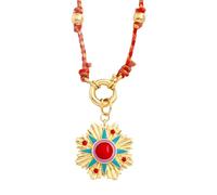 QHQQXN HHRLCH Collier Mauvais œil rempli d'or 14 carats pour Hommes et Femmes, Pendentif étoile céleste Bleu Sarcelle Mauvais œil, Collier de Perles avec nœud, Collier Globe oculaire, Collier