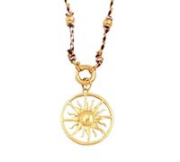 QHQQXN HHRLCH Collier Mauvais œil rempli d'or 14 carats pour Hommes et Femmes, Pendentif étoile céleste Bleu Sarcelle Mauvais œil, Collier de Perles avec nœud, Collier Globe oculaire, Collier