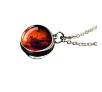 QHQQXN HHRLCH Collier planète en Argent Sterling 925 pour Femmes et Hommes, système Solaire, Univers, Espace, Lune, Soleil, Terre, planète, Pendentif Boule de Verre Double Face
