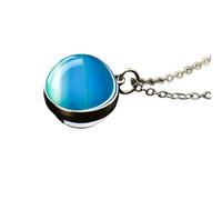 QHQQXN HHRLCH Collier planète en Argent Sterling 925 pour Femmes et Hommes, système Solaire, Univers, Espace, Lune, Soleil, Terre, planète, Pendentif Boule de Verre Double Face