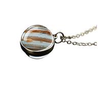QHQQXN HHRLCH Collier planète en Argent Sterling 925 pour Femmes et Hommes, système Solaire, Univers, Espace, Lune, Soleil, Terre, planète, Pendentif Boule de Verre Double Face