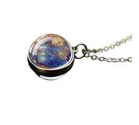 QHQQXN HHRLCH Collier planète en Argent Sterling 925 pour Femmes et Hommes, système Solaire, Univers, Espace, Lune, Soleil, Terre, planète, Pendentif Boule de Verre Double Face