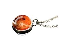 QHQQXN HHRLCH Collier planète en Argent Sterling 925 pour Femmes et Hommes, système Solaire, Univers, Espace, Lune, Soleil, Terre, planète, Pendentif Boule de Verre Double Face