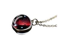 QHQQXN HHRLCH Collier Planète en Argent Sterling 925 pour Femmes Hommes Collier Système Solaire Univers Espace Lune Soleil Terre Planète Colliers Collier Boule de Verre Double Face