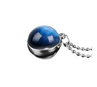 QHQQXN HHRLCH Collier Planète en Argent Sterling 925 pour Hommes et Femmes, Collier Double Face Système Solaire Planète Vénus Terre Colliers en Verre Dôme Soleil, Collier Saturne Or, Collier Système