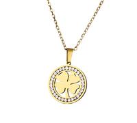 QHQQXN HHRLCH Collier trèfle à Quatre Feuilles en Argent Sterling 925 en Forme de cœur pour Femmes et Filles, Pendentif trèfle en Cristal délicat avec Strass - Collier trèfle à 4 Feuilles, Collier
