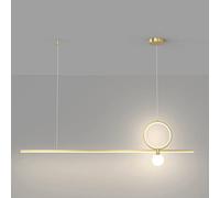 QHQQXN Home LED Chandelier Modern Metal Strip Pendant Light - Dining Table Suspended Light Fixture 1 Bedroom Living Room Adjustable Ceiling Hanging Lamp L47.3in Pendant Lighting Ceiling(Gold) LWX