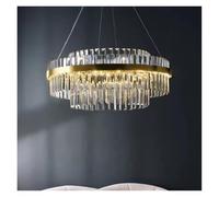 QHQQXN LED Pendant Light Golden Crystal Chandelier for Living Room Bedroom Decoration Kitchen Dining Table Modern Lamp Round Fixtures,Indoor Illumination 1(D100cm) LWX