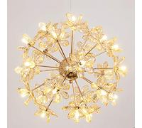 QHQQXN Lustre moderne en cristal de fleur de globe, éclairage suspendu de luxe en forme de pissenlit, lampe suspendue G4 à hauteur réglable pour salon, salle à manger, chambre à coucher, villa-doré 24