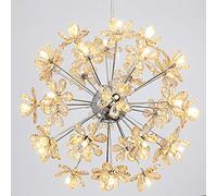 QHQQXN Lustre moderne en cristal de fleur de globe, éclairage suspendu de luxe en forme de pissenlit, lampe suspendue G4 à hauteur réglable pour salon, salle à manger, chambre à coucher, villa-doré 24