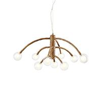 QHQQXN Lustres à Branches LED Vintage, éclairage Suspendu en résine Industrielle réglable G4, plafonnier Rustique rétro pour Salon Salle à Manger - Couleur Imitation Bois 6 Plus 3 têtes