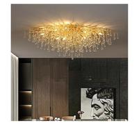 QHQQXN Lustres Plafonnier en Cristal Plafond De Luxe en Or pour Escalier Villa Chambre Salon Plafonds LED pour Salle À Manger Cuisine (Blanc Chaud, D100Xh200Cm)