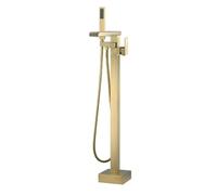 QHQQXN Mitigeur de Lavabo de Salle de Bain Robinets de Salle de Bain Cascade 3 Trous Mélangeur à Double Poignée Robinets de Lavabo en Or Brossé avec Robinets Domestiques Chauds et Froids