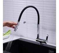 QHQQXN Mitigeur d'évier de Cuisine avec pulvérisateur extractible, Robinet de Cuisine chromé, tête de pulvérisation Flexible pour Installation de fenêtre, mitigeurs de Cuisine, robinets ménagers 1