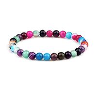 QHQQXN MOCHAMIK 4 6 8 mm Bracelets de Perles en Pierre Naturelle Agates colorées Tourmaline Stretch Chakra Yoga méditation Bracelet Poignet
