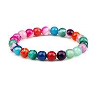 QHQQXN MOCHAMIK 4 6 8 mm Bracelets de Perles en Pierre Naturelle Agates colorées Tourmaline Stretch Chakra Yoga méditation Bracelet Poignet