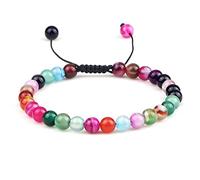 QHQQXN MOCHAMIK 4 6 8 mm Bracelets de Perles en Pierre Naturelle Agates colorées Tourmaline Stretch Chakra Yoga méditation Bracelet Poignet