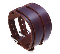 QHQQXN MOCHAMIK - Manchettes en Cuir Marron pour Hommes, élégantes, tissées à la Main, Cadeau pour Papa, Bracelets Larges réglables, Style Punk Boyfr