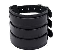 QHQQXN MOCHAMIK - Manchettes en Cuir Noir pour Hommes, Classique rétro Punk Rock, Cadeau pour Papa, Large Sangle réglable, Cadeaux personnalisés