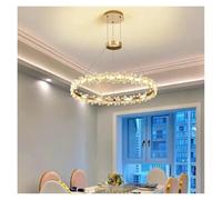QHQQXN Modern Crystal Ring LED Chandelier for Living Room Hall Dining Table Kitchen Island Home Decor Villa Luxury Hanging Pendant Lamp,Hanging Light(RC Dimmable,B-D60cm) LWX
