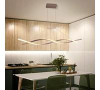 QHQQXN Modern Dimmable LED Hanging Pendant Light with Remote Adjustable Height Wave Design Chandelier for Dining Room Living Room Kitchen Office Gold Finish 80cm LWX