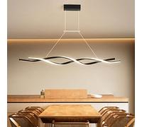 QHQQXN Modern Dimmable LED Hanging Pendant Light with Remote Adjustable Height Wave Design Chandelier for Dining Room Living Room Kitchen Office Gold Finish 80cm LWX