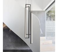 QHQQXN Modern LED Chandelier Stair Light - Dimmable Indoor Pendant Lamp with Remote Control Stylish Aluminum Square Design for Living Room Dining Room & Hotel Villa Decor LWX