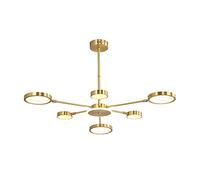 QHQQXN Moderne LED Spoutnik Lustres Éclairage,Luxe Cuivre Industriel Pendentif Éclairage,Doré Réglable Semi-encastré Plafonniers pour Salon Salle À Manger Chambre-Cuivre 98 * 47cm